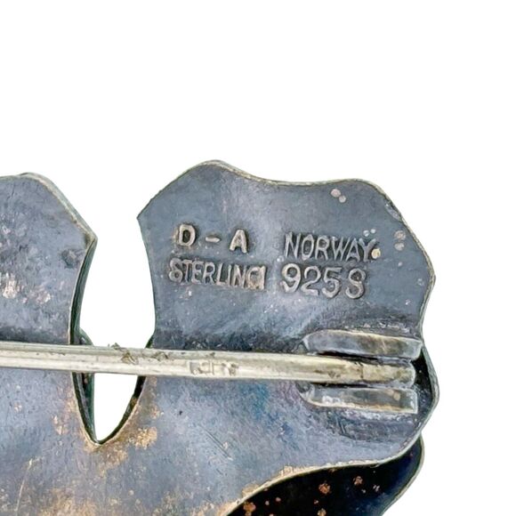 David Anderson D-A Norway Sterling Silver Purple Enamel Pansy Flower Brooch Pin - Picture 3 of 5